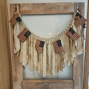 COPY - American rag garland, patriotic farmhouse garland, vintage inspired ♥️🤍💙
